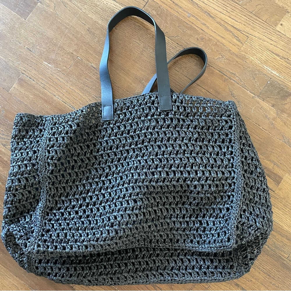 Anine Bing Black Crochet Tote Bag